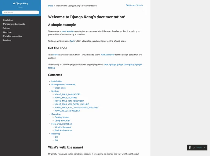 screenshot of Django Kong