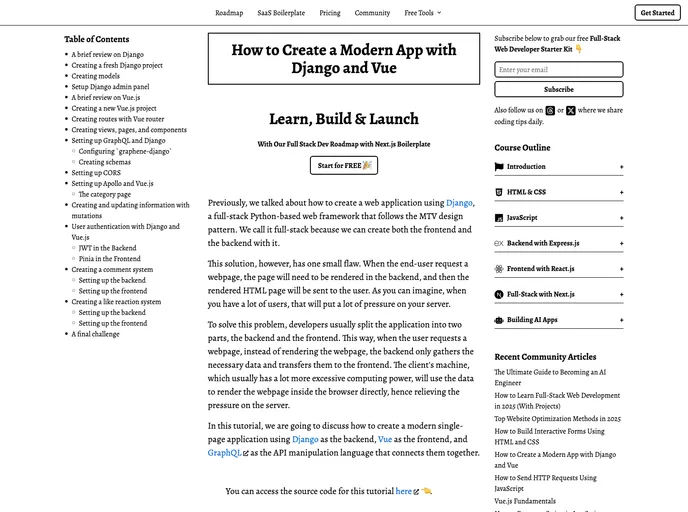 Django Vue Starter Blog screenshot