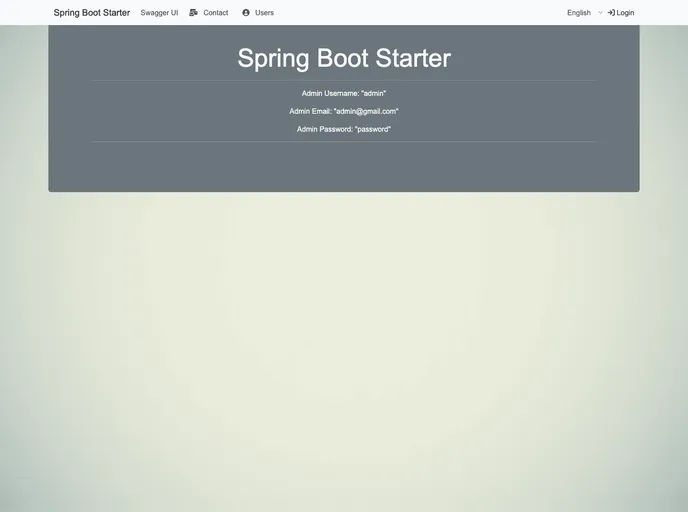 screenshot of Spring Boot Starter
