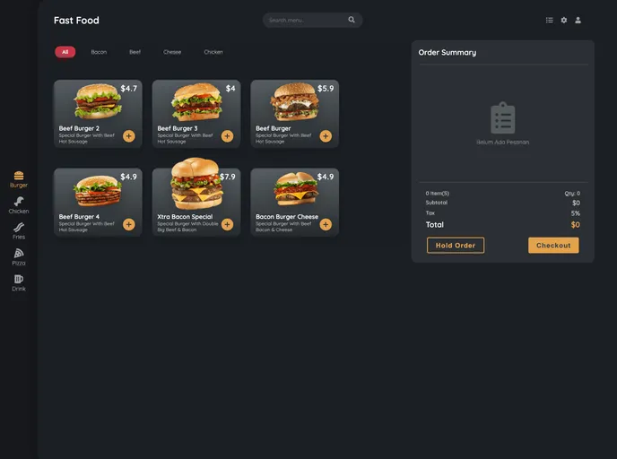 screenshot of Fastfood Dashboard