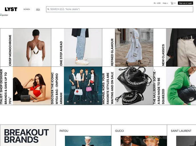 screenshot of Lyst Clone
