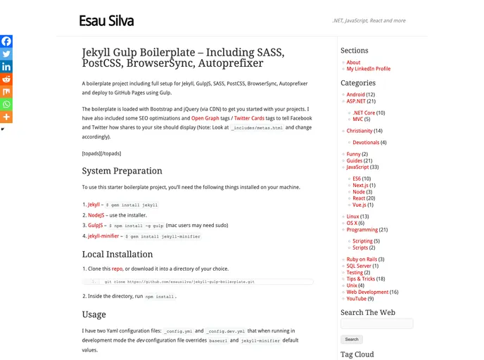 screenshot of Jekyll Gulp Boilerplate