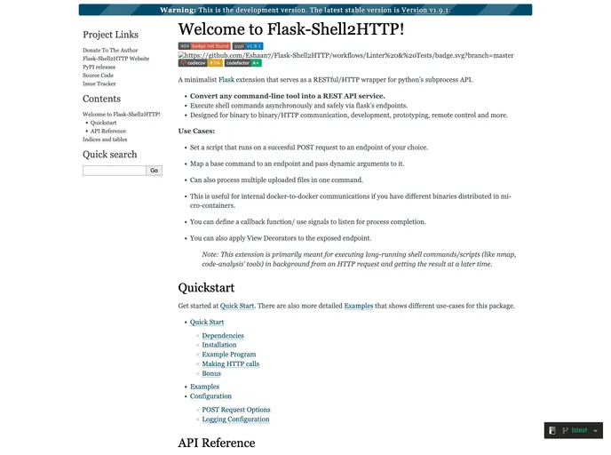 Flask Shell2HTTP by Eshaan7 A Flask Template Built At Lightspeed