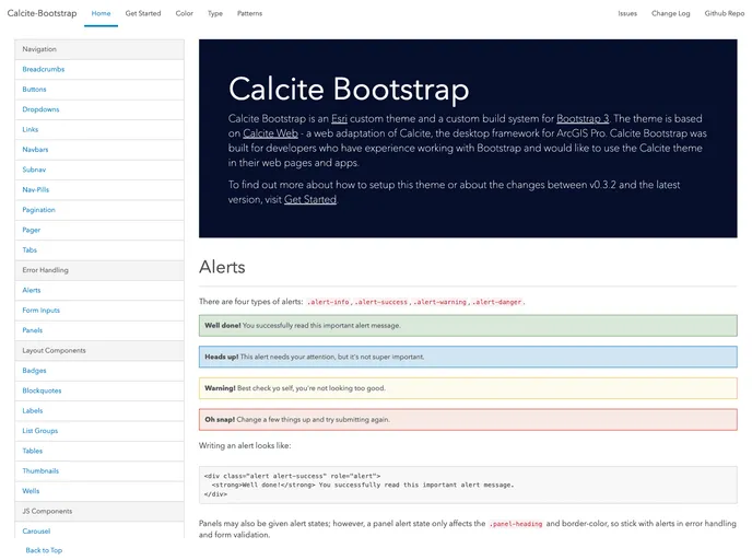 screenshot of Calcite Bootstrap