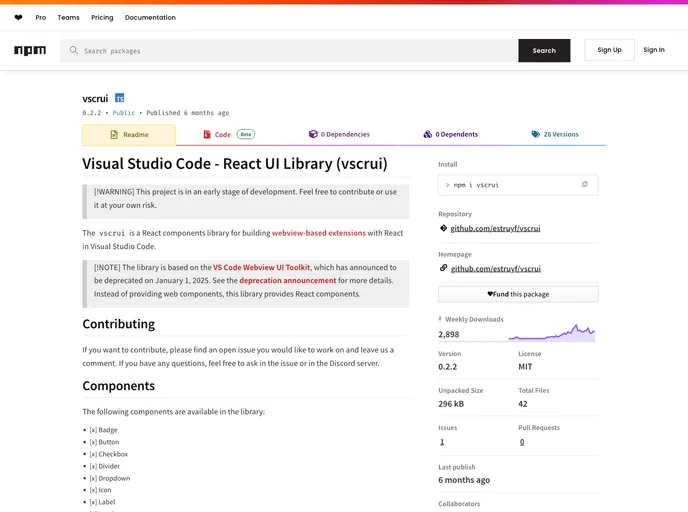 screenshot of Vscrui