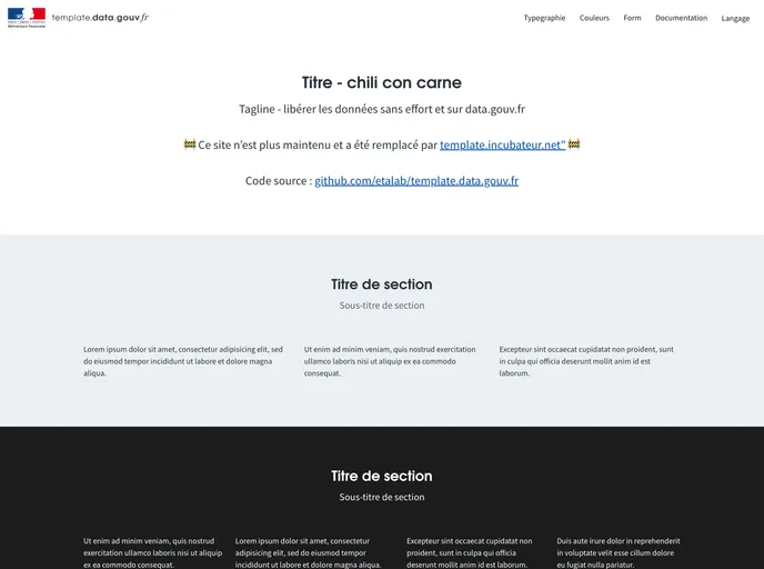screenshot of Template.data.gouv.fr