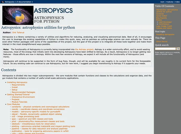 screenshot of Astropysics