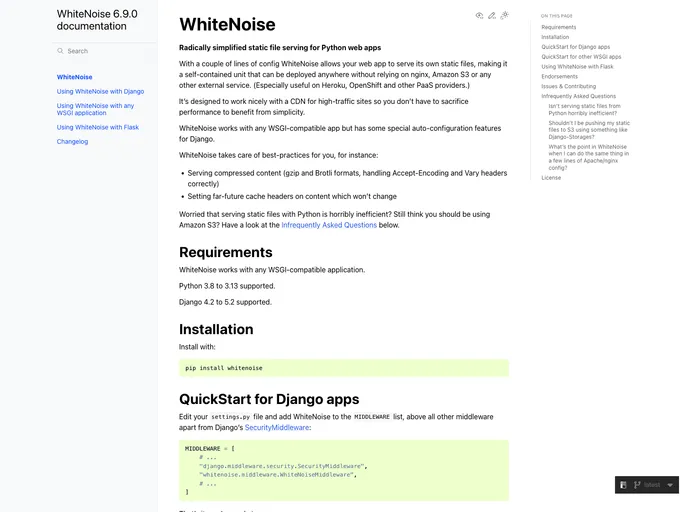 screenshot of Whitenoise