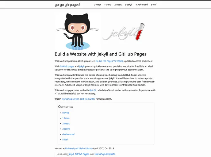 screenshot of Go Go Ghpages
