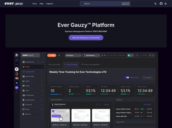 screenshot of Ever Gauzy Docs