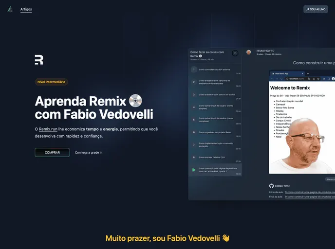 screenshot of Curso Remix Howto Com Fabio Vedovelli