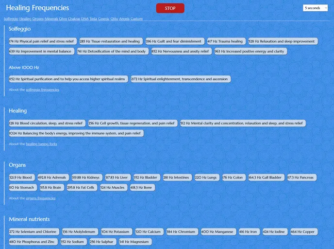 screenshot of Healing Frequencies