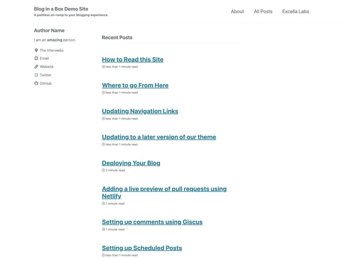 screenshot of Blog In A Box