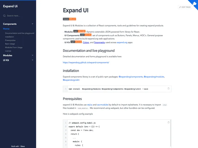 screenshot of Expand Components