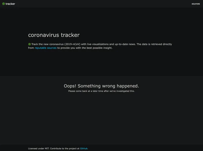 screenshot of Coronavirus Tracker