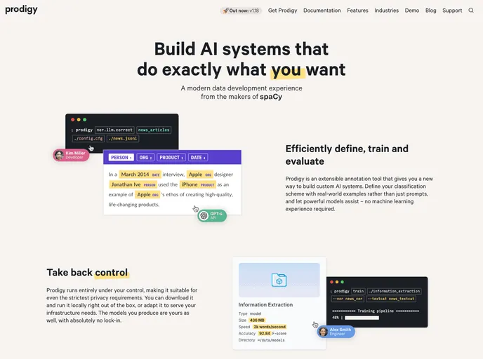 screenshot of Prodigy Openai Recipes