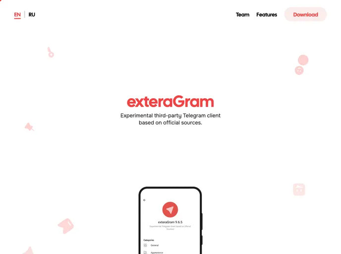 screenshot of ExteraWebsite