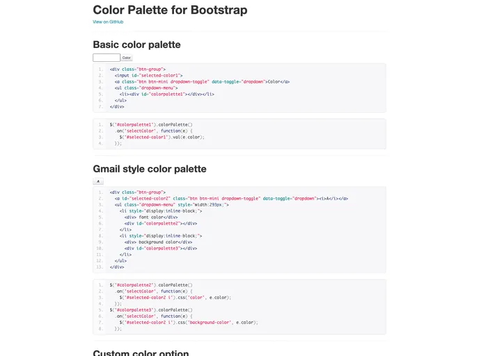 screenshot of Bootstrap Colorpalette