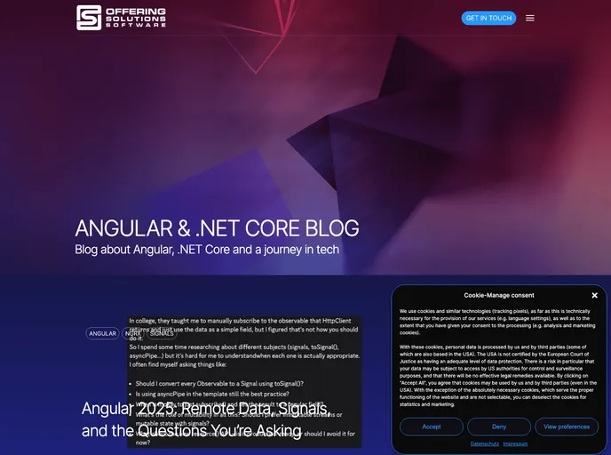 screenshot of ASPNETCore Angular SignalR Typescript