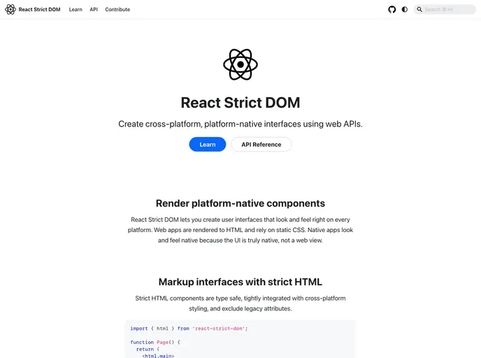 screenshot of React Strict Dom