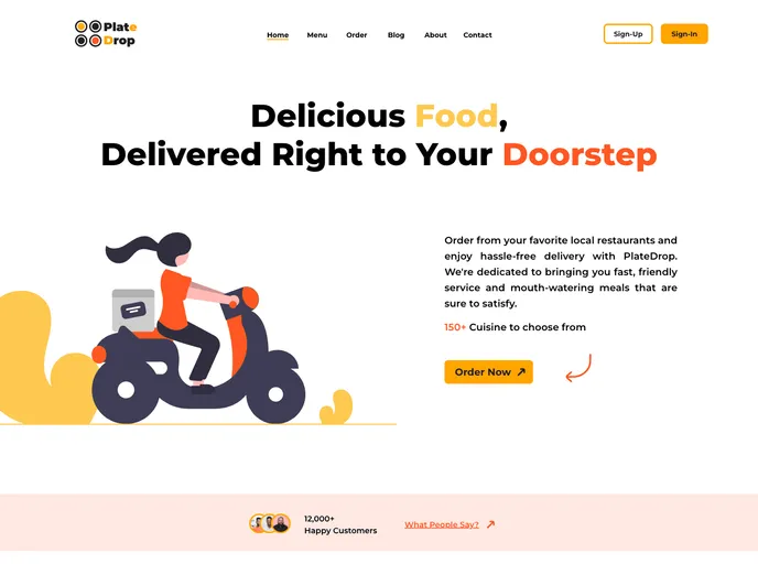 screenshot of Food Delivery Website