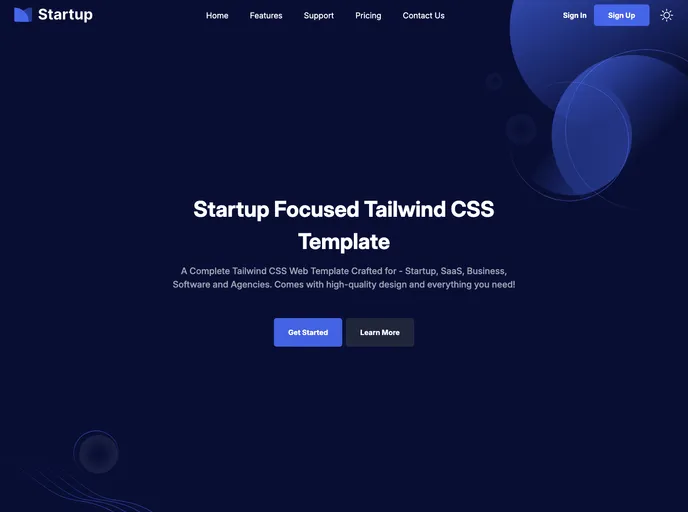 screenshot of Startup Website Template