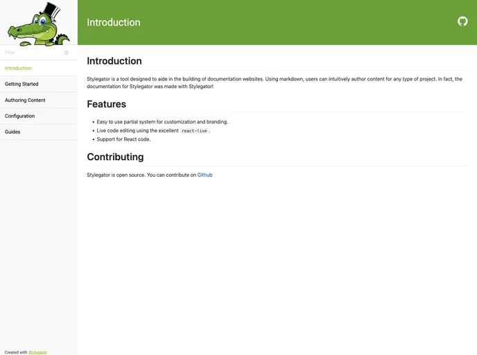 screenshot of Stylegator