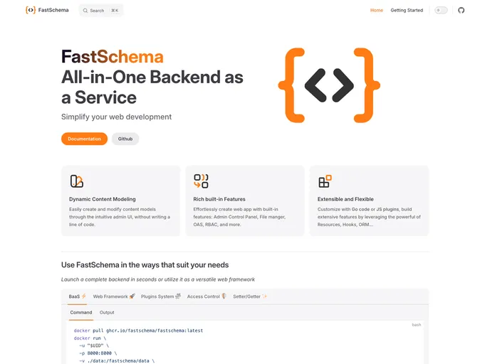 screenshot of Fastschema