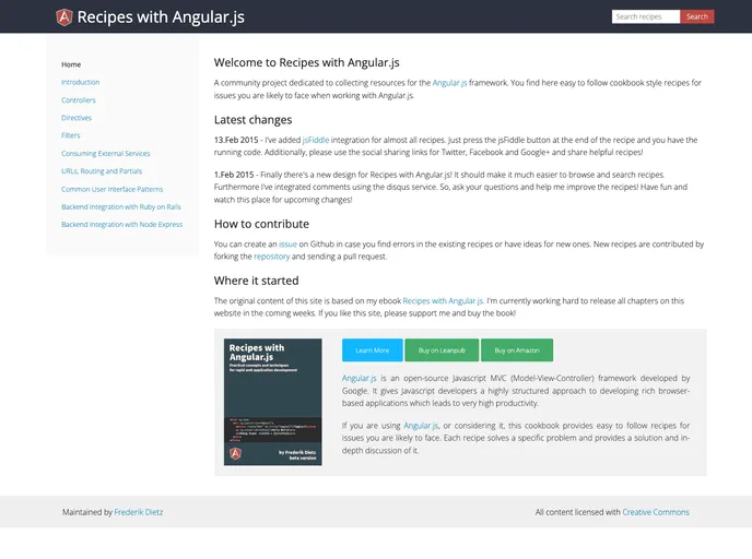 screenshot of Recipes With Angular Js