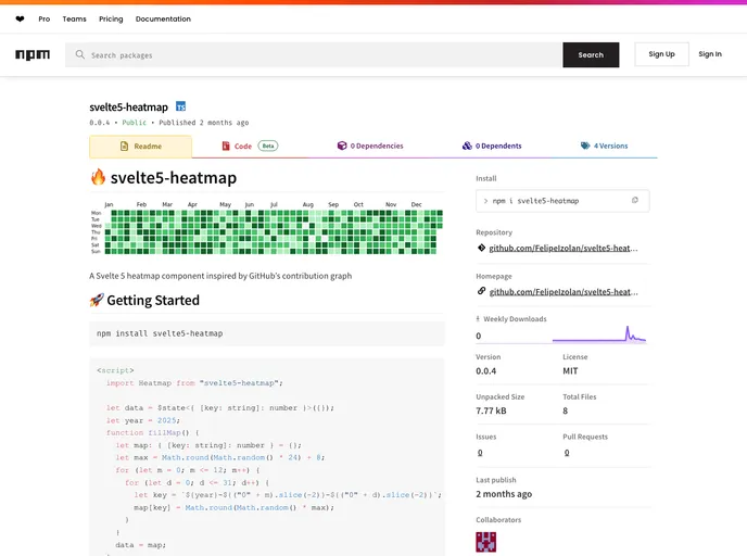 screenshot of Svelte5 Heatmap
