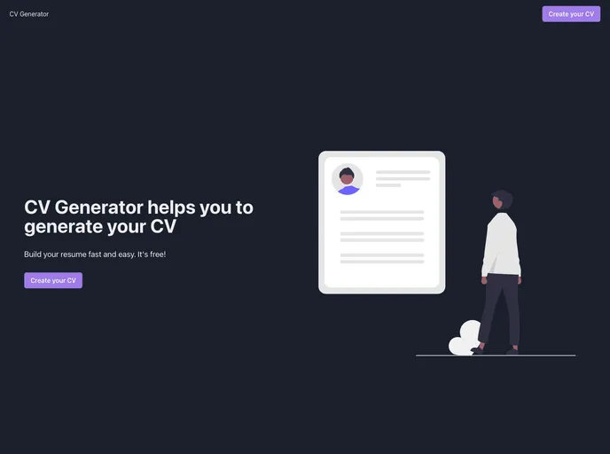 screenshot of Cv Generator