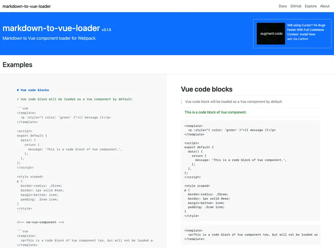 Markdown To Vue Loader screenshot