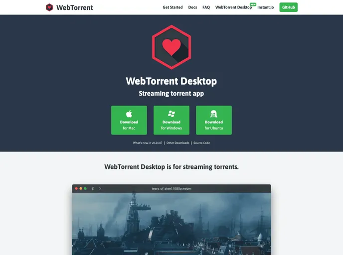 screenshot of Webtorrent Desktop