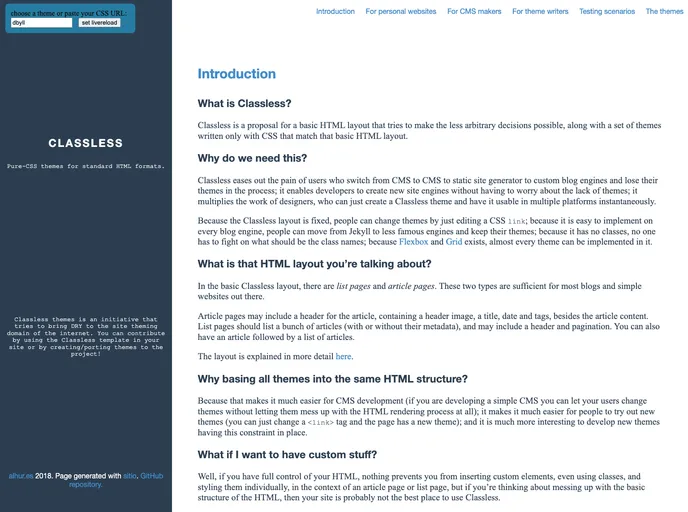 screenshot of Classless
