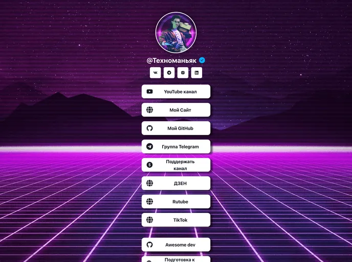 screenshot of Link Bio Page