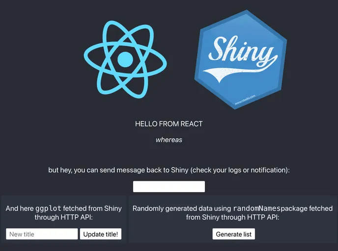 screenshot of React Shiny Template