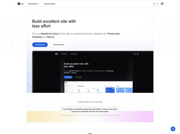 screenshot of Pry Nextjs Pro