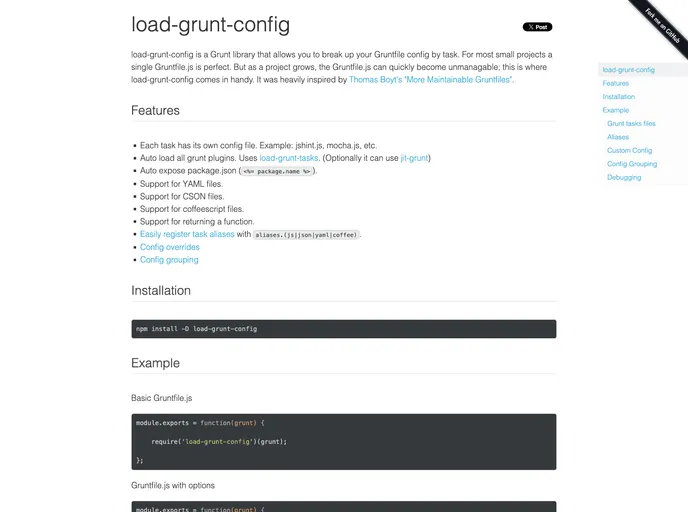 screenshot of Load Grunt Config