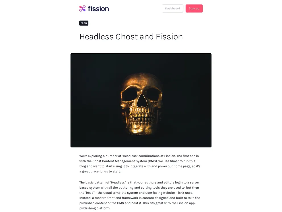 screenshot of Nextjs Blog Starter Typescript Ghost