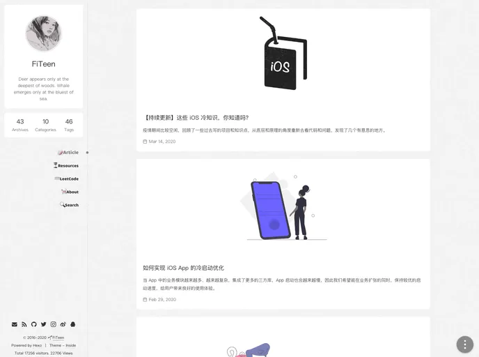 screenshot of Fiteen.github.io
