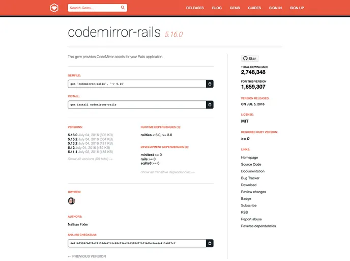 screenshot of Codemirror Rails