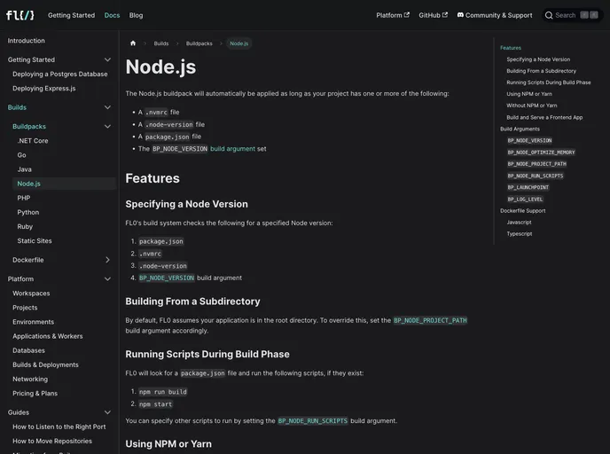 screenshot of Template Nodejs