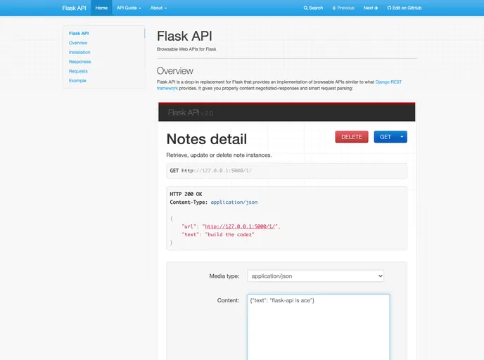 screenshot of Flask Api