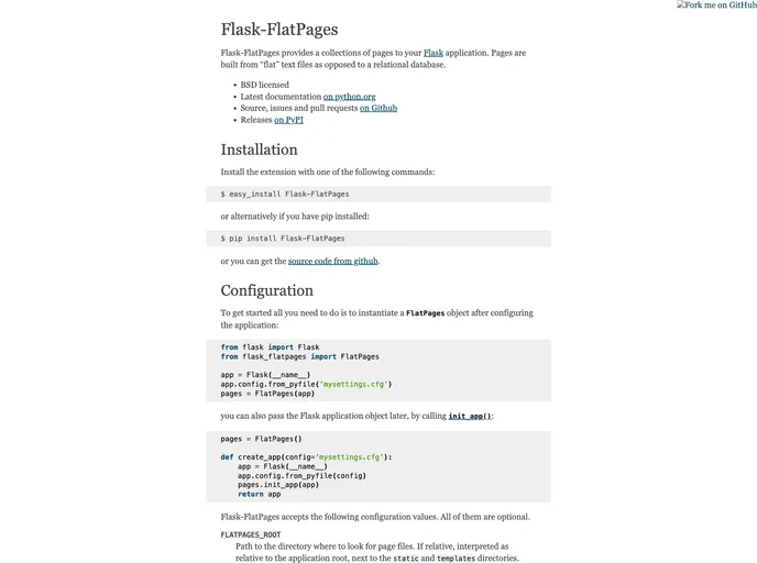 screenshot of Flask FlatPages