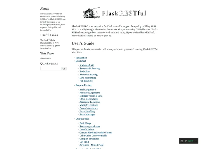 screenshot of Flask Restful