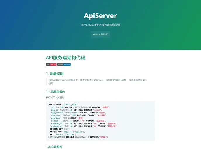 screenshot of ApiServer