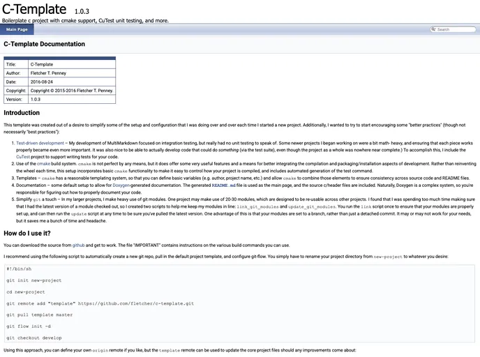 screenshot of C Template