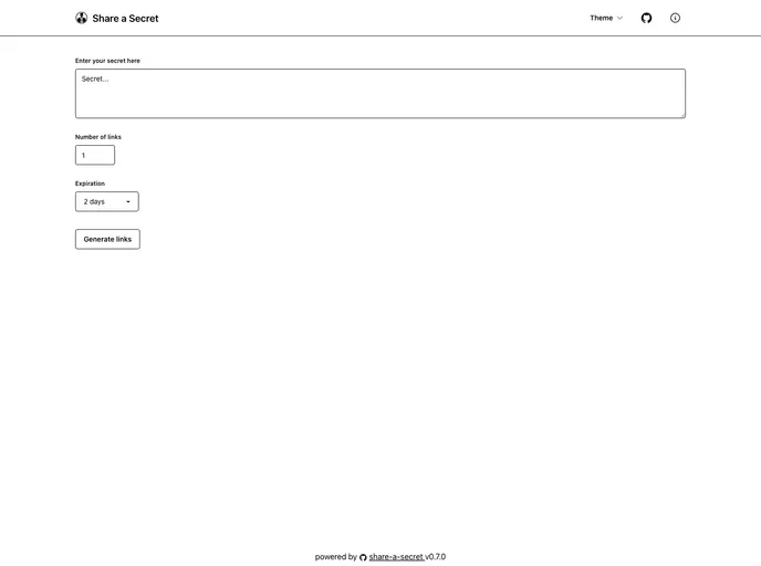screenshot of Share A Secret