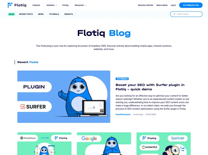 screenshot of Flotiq Blog