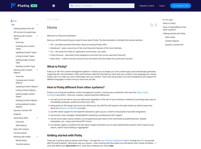 screenshot of Flotiq Docs